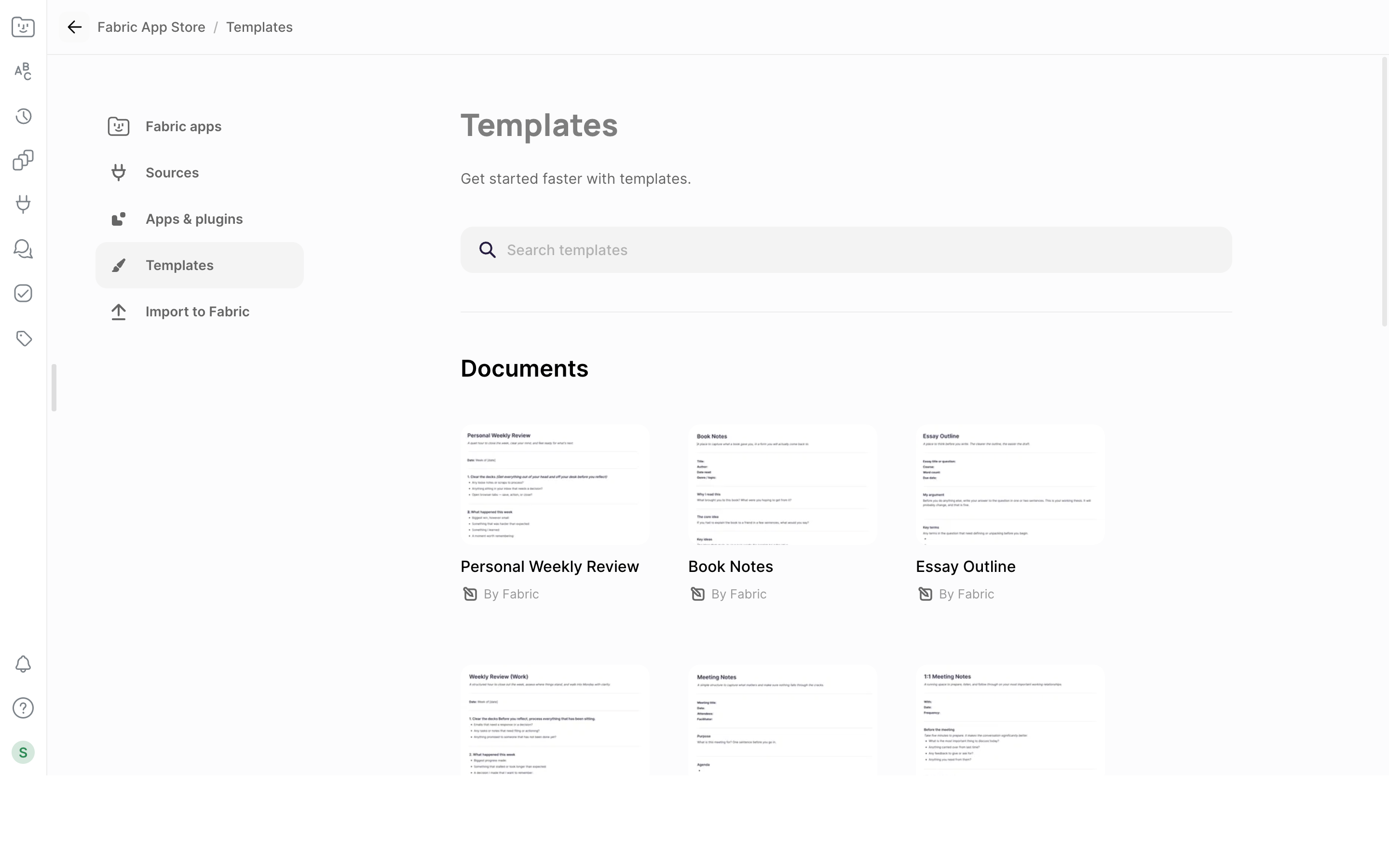 Fabric — templates screenshot