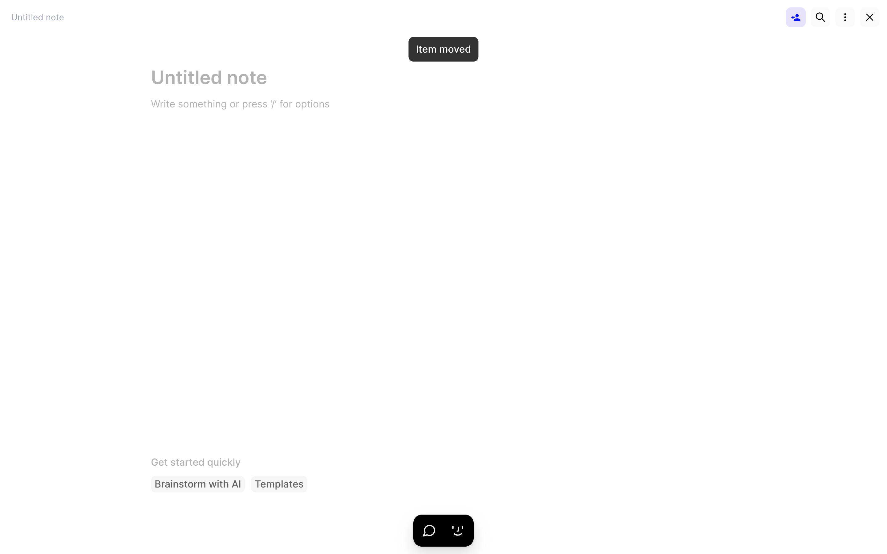 Fabric — note-toast screenshot