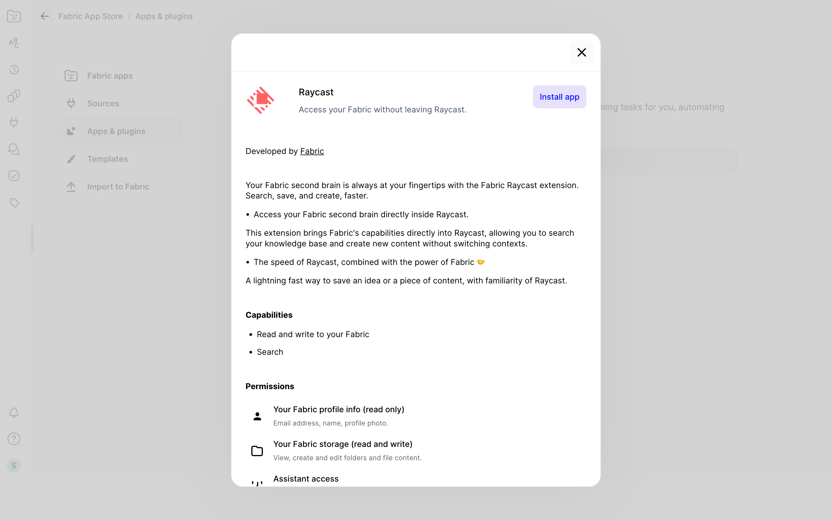 Fabric — raycast-source screenshot