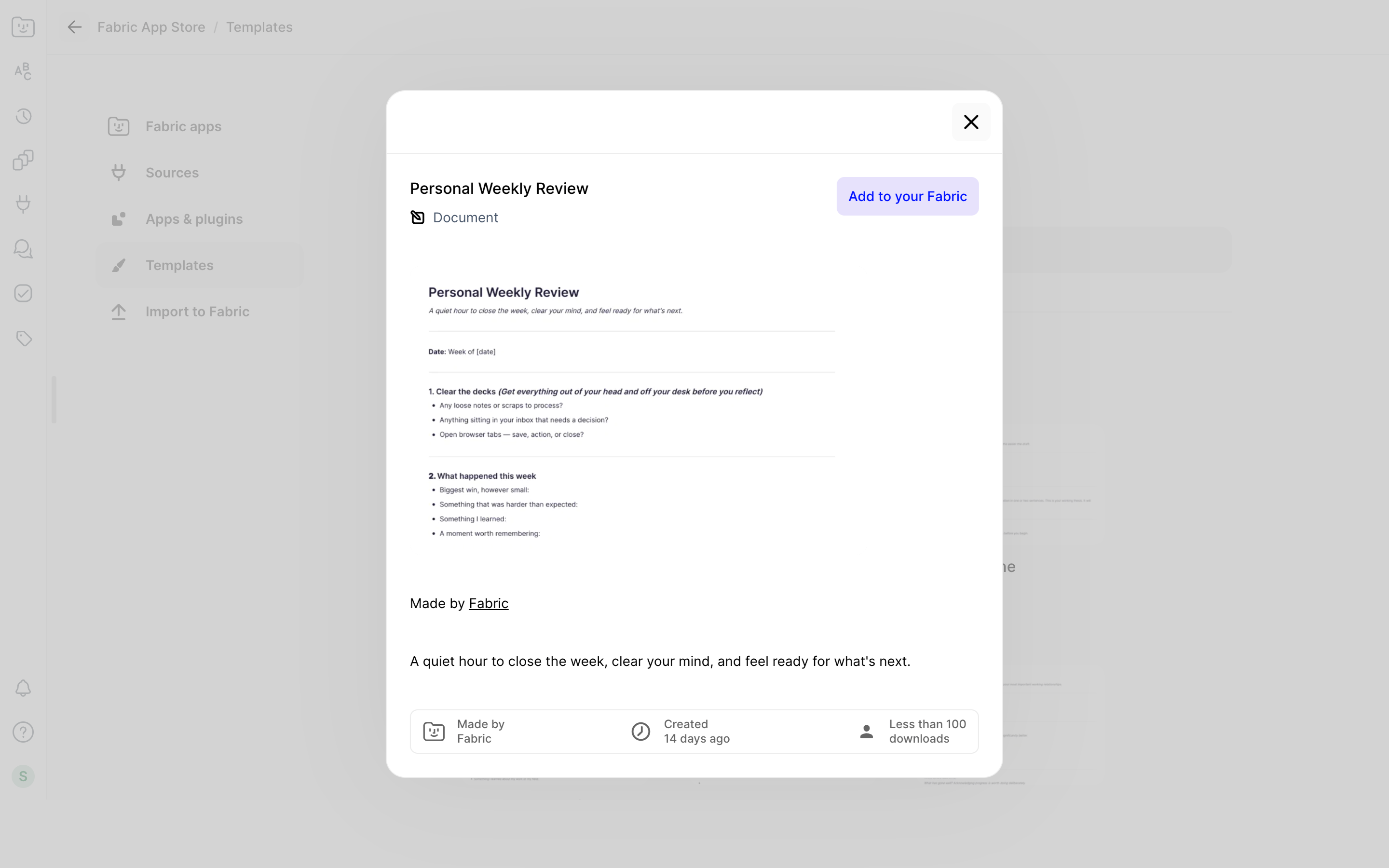 Fabric — template-preview screenshot