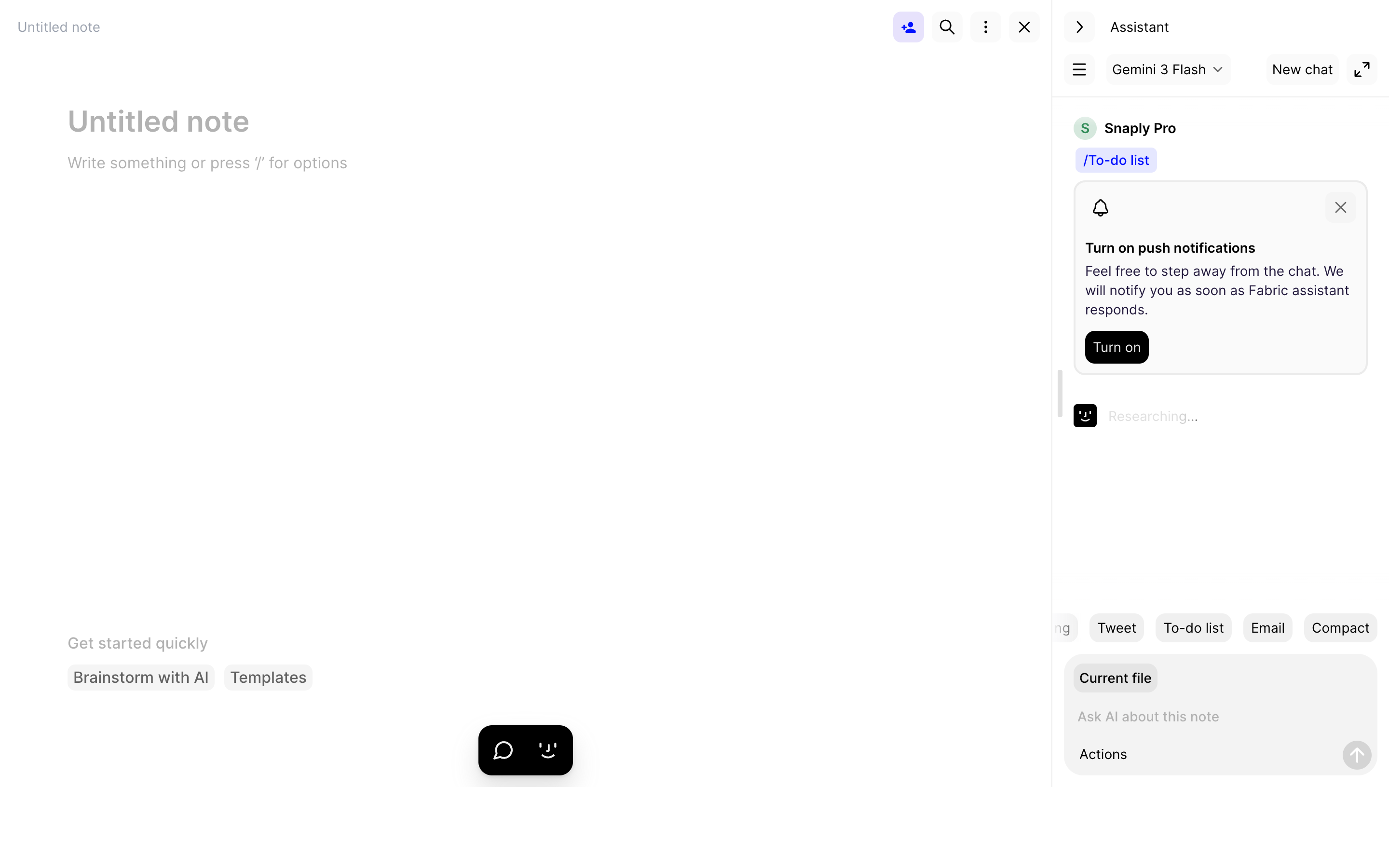 Fabric — assistant-connected screenshot